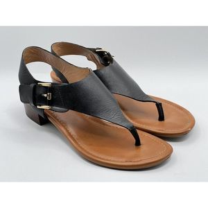 Tommy Hilfiger Kitty Black Brown Open Toe Casual Sandal Ankle Women's Size 8.5 M